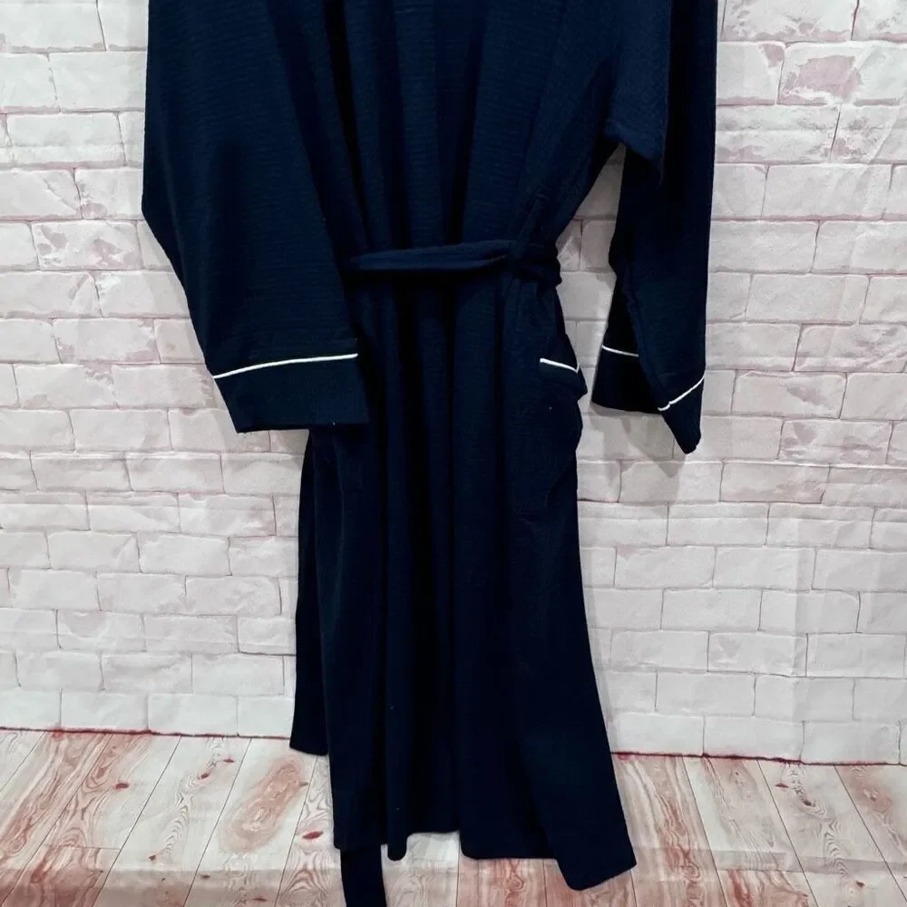 Stanfford men's robe blu‎ and white one size